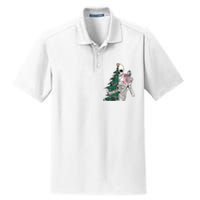 Funny Christmas Sorta Merry Sorta Scary Skeleton Xmas Tree Dry Zone Grid Polo