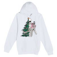 Funny Christmas Sorta Merry Sorta Scary Skeleton Xmas Tree Premium Pullover Hoodie