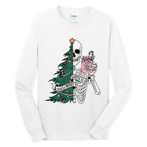 Funny Christmas Sorta Merry Sorta Scary Skeleton Xmas Tree Tall Long Sleeve T-Shirt