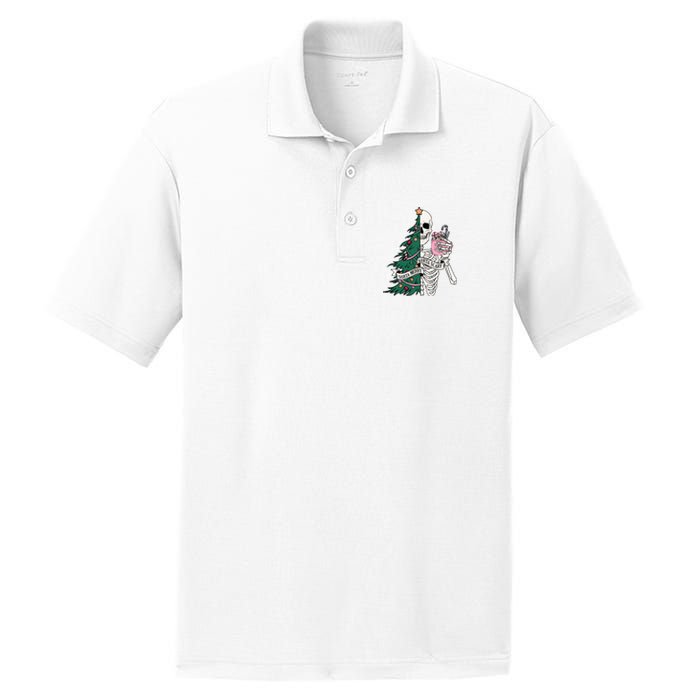 Funny Christmas Sorta Merry Sorta Scary Skeleton Xmas Tree PosiCharge RacerMesh Polo