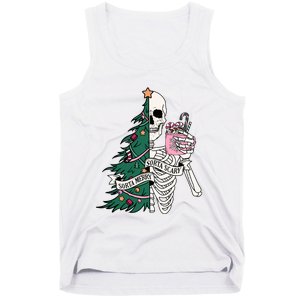 Funny Christmas Sorta Merry Sorta Scary Skeleton Xmas Tree Tank Top