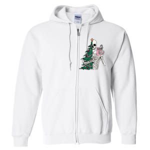 Funny Christmas Sorta Merry Sorta Scary Skeleton Xmas Tree Full Zip Hoodie