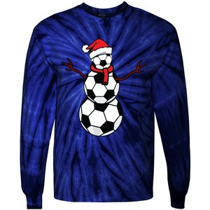 Funny Christmas Soccer Balls Santa Snowman Tie-Dye Long Sleeve Shirt