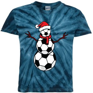 Funny Christmas Soccer Balls Santa Snowman Kids Tie-Dye T-Shirt