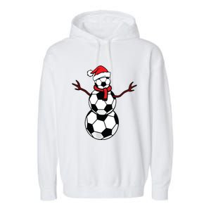 Funny Christmas Soccer Balls Santa Snowman Garment-Dyed Fleece Hoodie