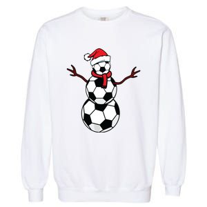 Funny Christmas Soccer Balls Santa Snowman Garment-Dyed Sweatshirt