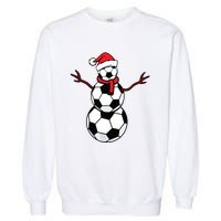 Funny Christmas Soccer Balls Santa Snowman Garment-Dyed Sweatshirt