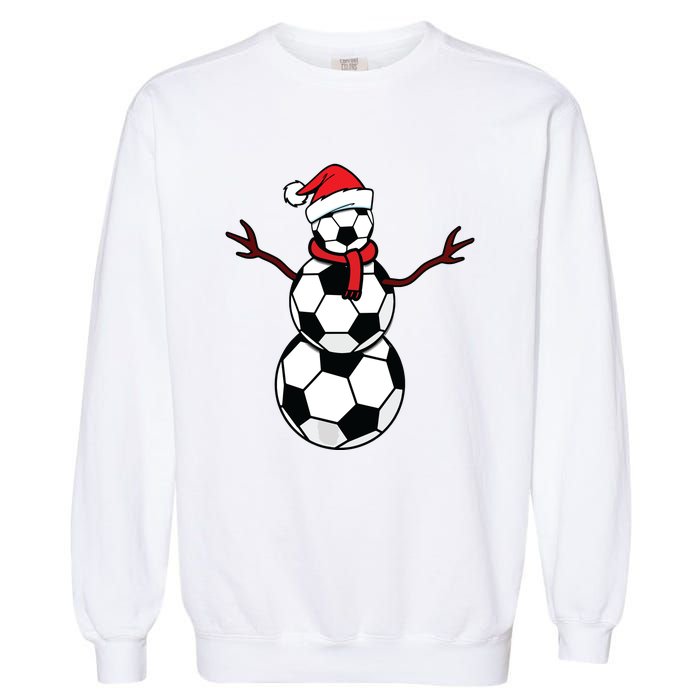 Funny Christmas Soccer Balls Santa Snowman Garment-Dyed Sweatshirt