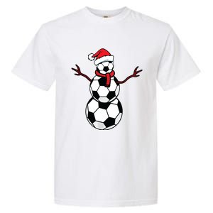 Funny Christmas Soccer Balls Santa Snowman Garment-Dyed Heavyweight T-Shirt