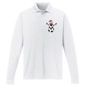 Funny Christmas Soccer Balls Santa Snowman Performance Long Sleeve Polo