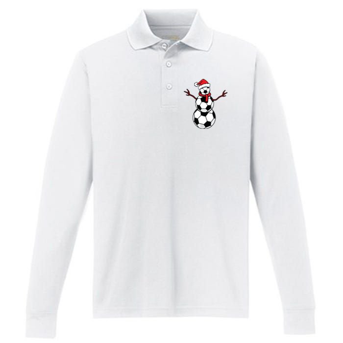 Funny Christmas Soccer Balls Santa Snowman Performance Long Sleeve Polo