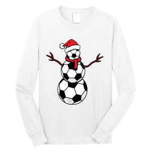 Funny Christmas Soccer Balls Santa Snowman Long Sleeve Shirt