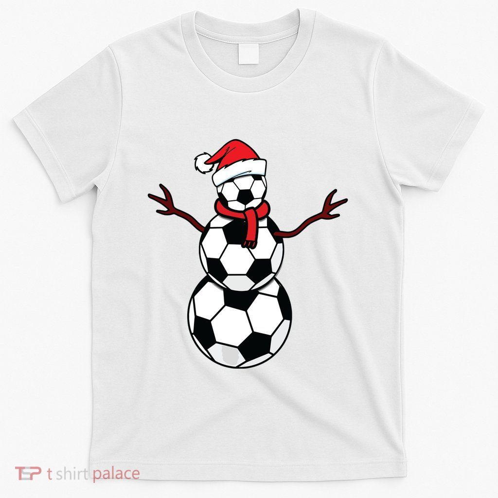 Funny Christmas Soccer Balls Santa Snowman T-Shirt