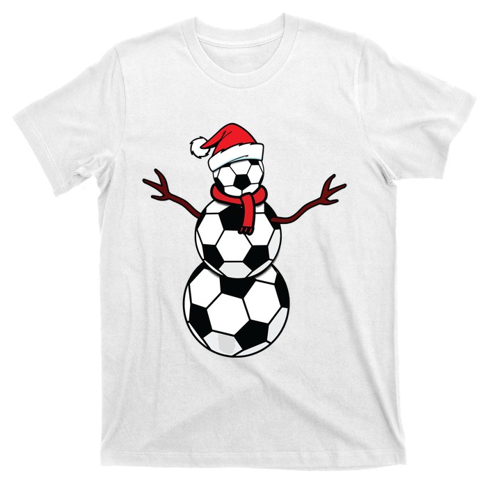 Funny Christmas Soccer Balls Santa Snowman T-Shirt