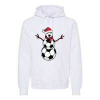 Funny Christmas Soccer Balls Santa Snowman Premium Hoodie