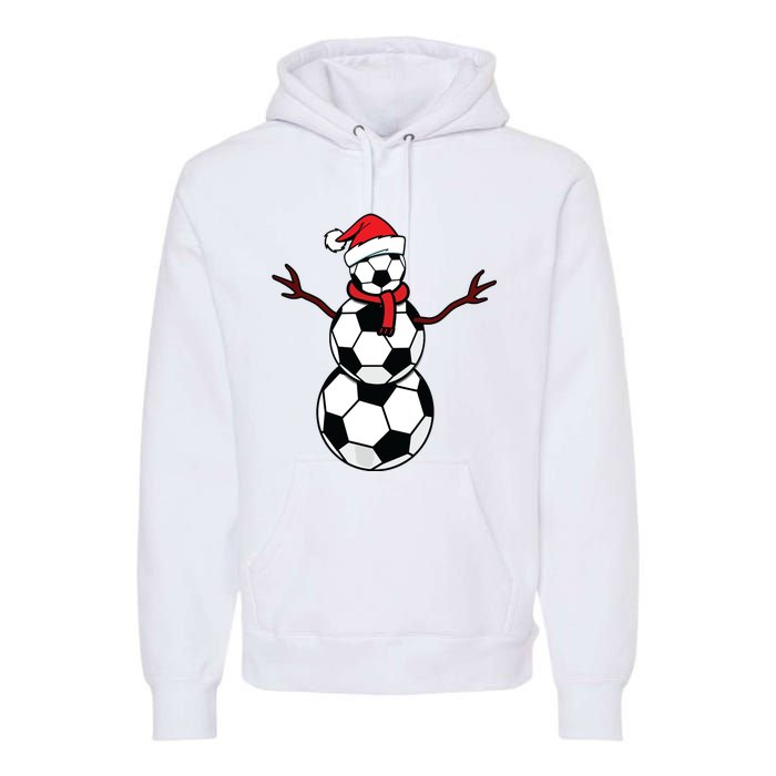 Funny Christmas Soccer Balls Santa Snowman Premium Hoodie