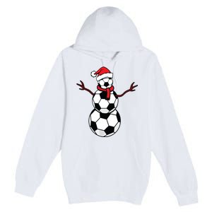 Funny Christmas Soccer Balls Santa Snowman Premium Pullover Hoodie