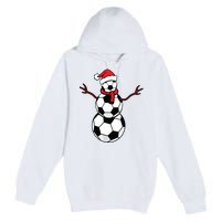 Funny Christmas Soccer Balls Santa Snowman Premium Pullover Hoodie