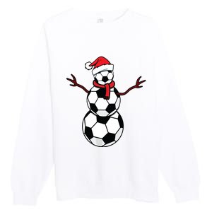 Funny Christmas Soccer Balls Santa Snowman Premium Crewneck Sweatshirt