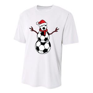 Funny Christmas Soccer Balls Santa Snowman Performance Sprint T-Shirt