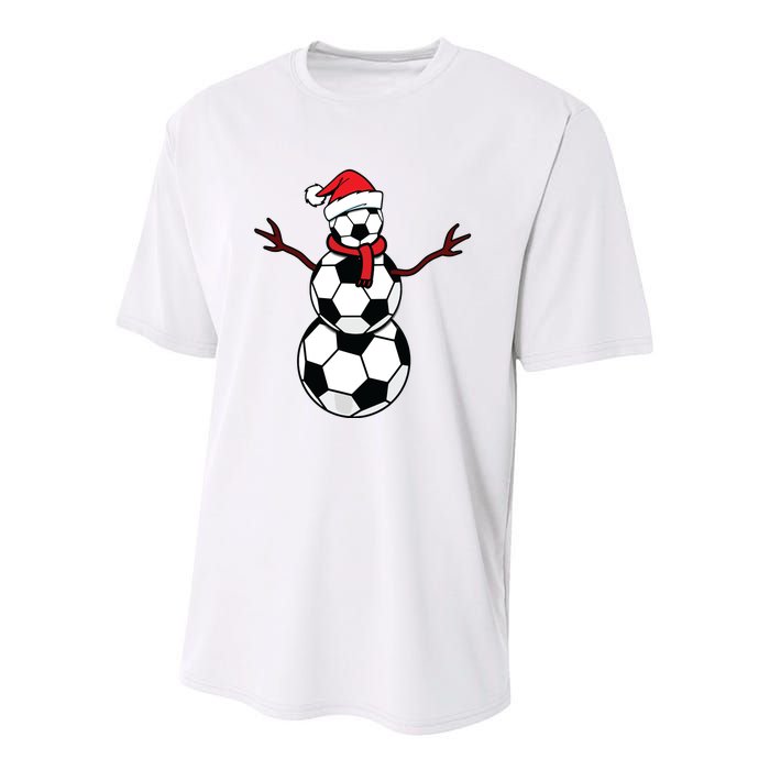 Funny Christmas Soccer Balls Santa Snowman Youth Performance Sprint T-Shirt