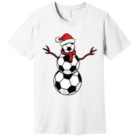 Funny Christmas Soccer Balls Santa Snowman Premium T-Shirt