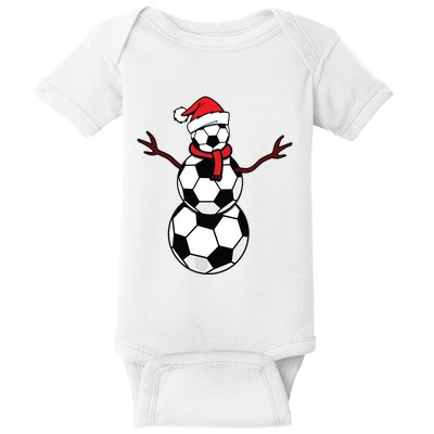 Funny Christmas Soccer Balls Santa Snowman Baby Bodysuit