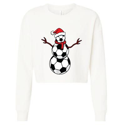 Funny Christmas Soccer Balls Santa Snowman Cropped Pullover Crew