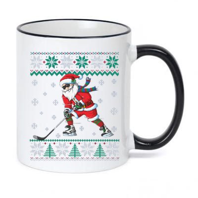 Funny Cute Santa Claus Christmas Ice Hockey Great Gift 11oz Black Color Changing Mug