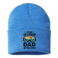 Funny Cool Ski Dad Novelty For Fathers Day Gift Sustainable Knit Beanie