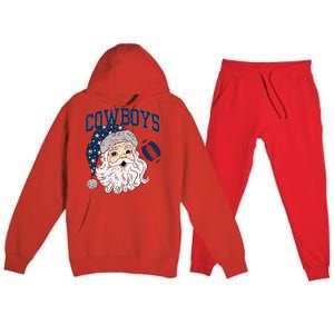 Funny Cowboys Santa Football Football Lover Gift Christmas Santa Football Xmas Premium Hooded Sweatsuit Set