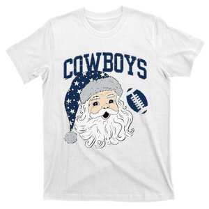 Funny Cowboys Santa Football Football Lover Gift Christmas Santa Football Xmas T-Shirt