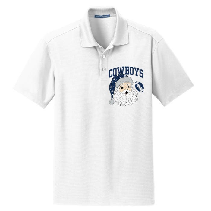 Funny Cowboys Santa Football Football Lover Gift Christmas Santa Football Xmas Dry Zone Grid Polo