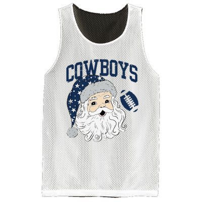 Funny Cowboys Santa Football Football Lover Gift Christmas Santa Football Xmas Mesh Reversible Basketball Jersey Tank