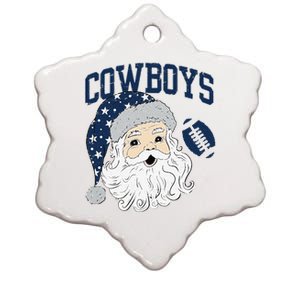 Funny Cowboys Santa Football Football Lover Gift Christmas Santa Football Xmas Ceramic Star Ornament