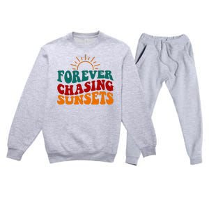 Forever Chasing Sunsets Cute Premium Crewneck Sweatsuit Set