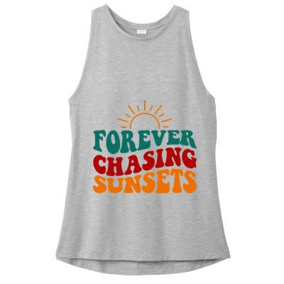 Forever Chasing Sunsets Cute Ladies PosiCharge Tri-Blend Wicking Tank