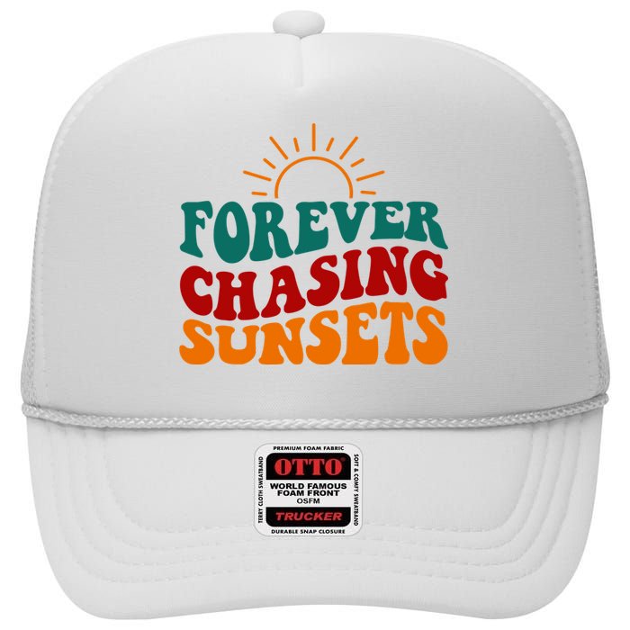 Forever Chasing Sunsets Cute High Crown Mesh Back Trucker Hat