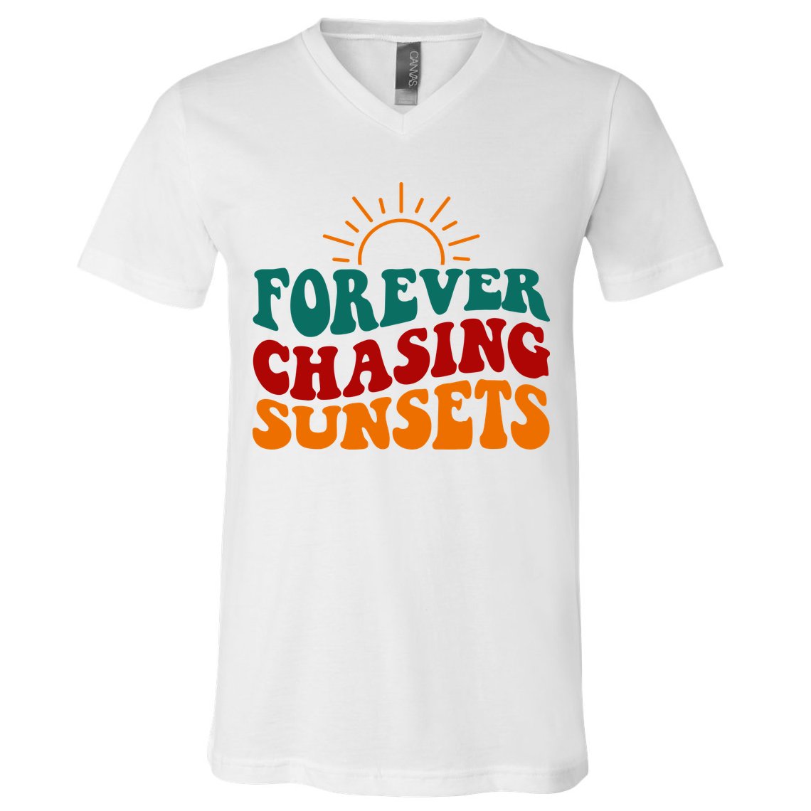 Forever Chasing Sunsets Cute V-Neck T-Shirt