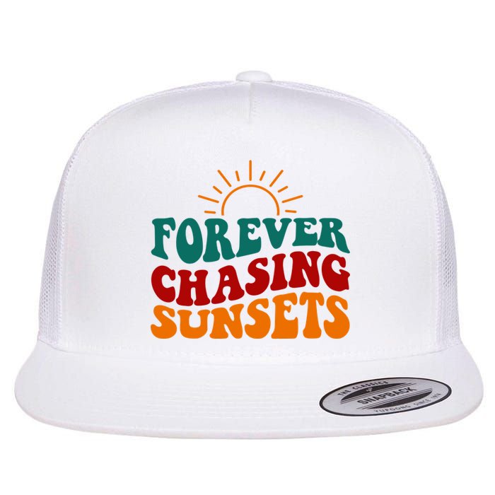 Forever Chasing Sunsets Cute Flat Bill Trucker Hat