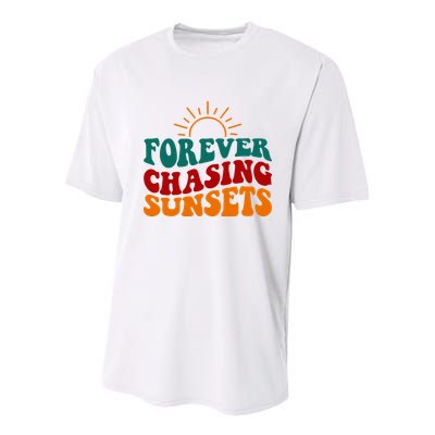 Forever Chasing Sunsets Cute Youth Performance Sprint T-Shirt