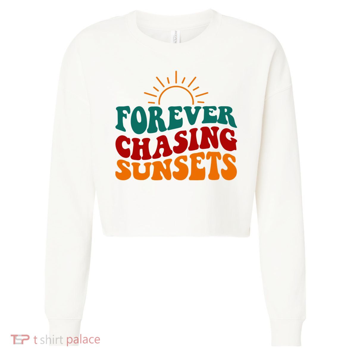 Forever Chasing Sunsets Cute Cropped Pullover Crew