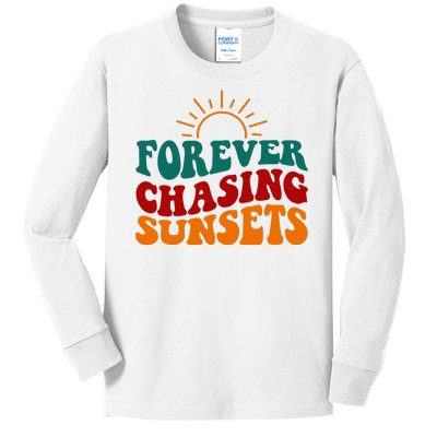 Forever Chasing Sunsets Cute Kids Long Sleeve Shirt