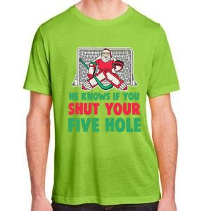 Funny Christmas Santa Ice Hockey Goaltender Goalie Gift Adult ChromaSoft Performance T-Shirt