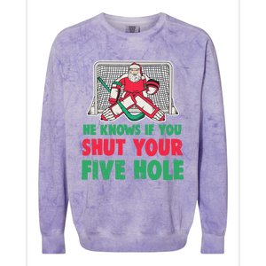 Funny Christmas Santa Ice Hockey Goaltender Goalie Gift Colorblast Crewneck Sweatshirt