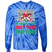 Funny Christmas Santa Ice Hockey Goaltender Goalie Gift Tie-Dye Long Sleeve Shirt