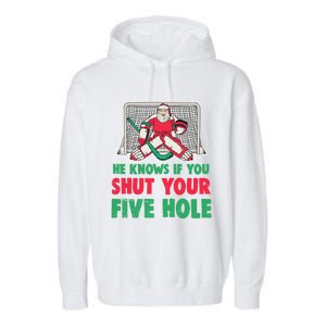 Funny Christmas Santa Ice Hockey Goaltender Goalie Gift Garment-Dyed Fleece Hoodie