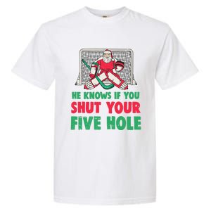 Funny Christmas Santa Ice Hockey Goaltender Goalie Gift Garment-Dyed Heavyweight T-Shirt