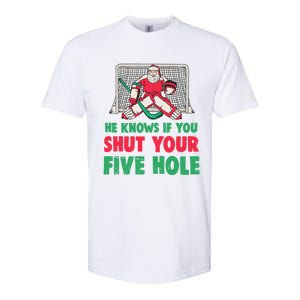 Funny Christmas Santa Ice Hockey Goaltender Goalie Gift Softstyle CVC T-Shirt