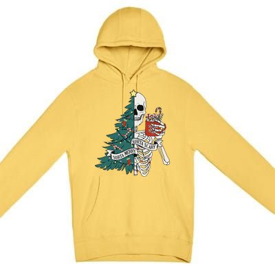 Funny Christmas Sorta Merry Sorta Scary Skeleton Xmas Tree Premium Pullover Hoodie